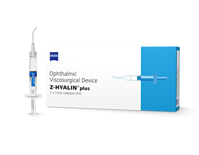 Z-HYALIN plus OVD Packshot and Syringe IRIS Design product image (med-large)